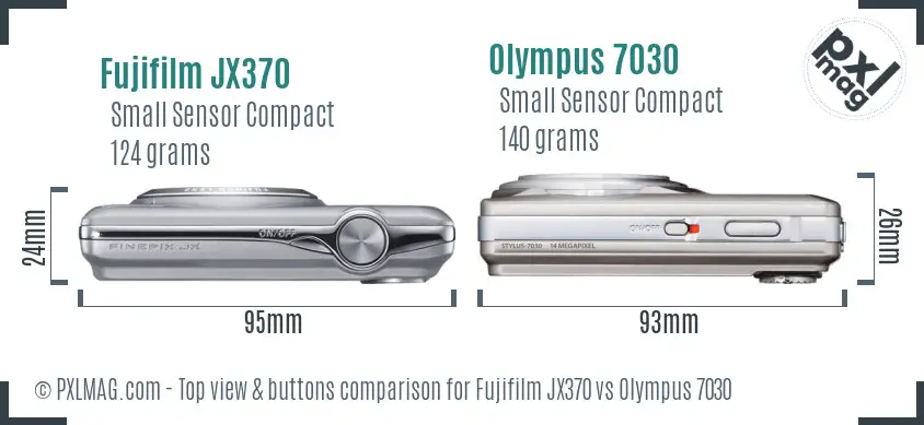 Fujifilm JX370 vs Olympus 7030 top view buttons comparison