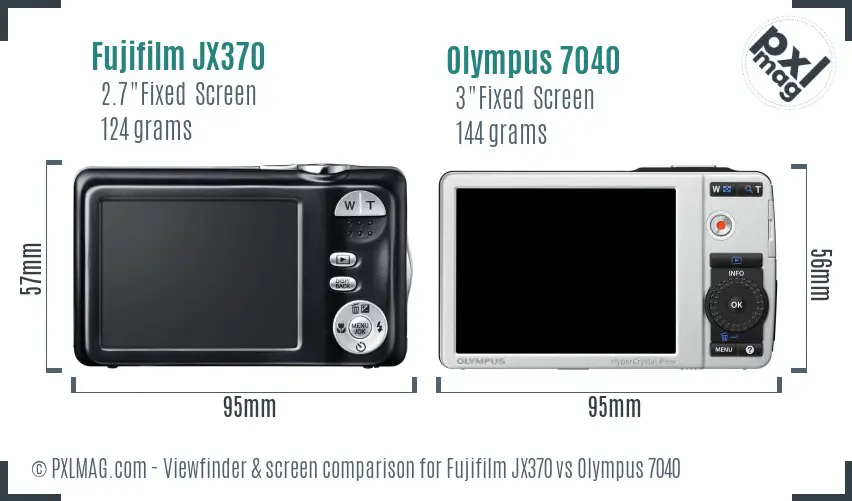 Fujifilm JX370 vs Olympus 7040 Screen and Viewfinder comparison