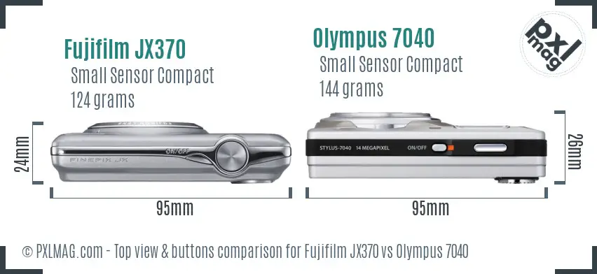 Fujifilm JX370 vs Olympus 7040 top view buttons comparison