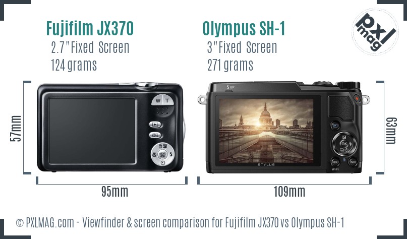 Fujifilm JX370 vs Olympus SH-1 Screen and Viewfinder comparison