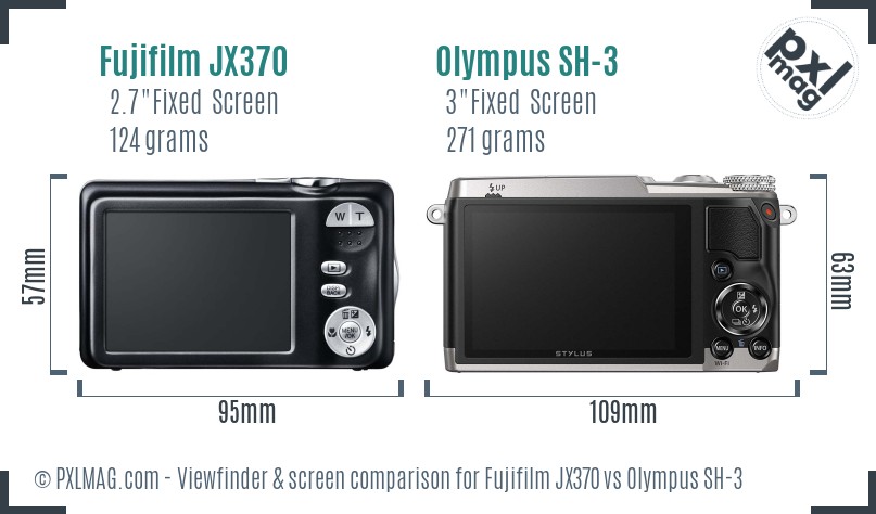 Fujifilm JX370 vs Olympus SH-3 Screen and Viewfinder comparison