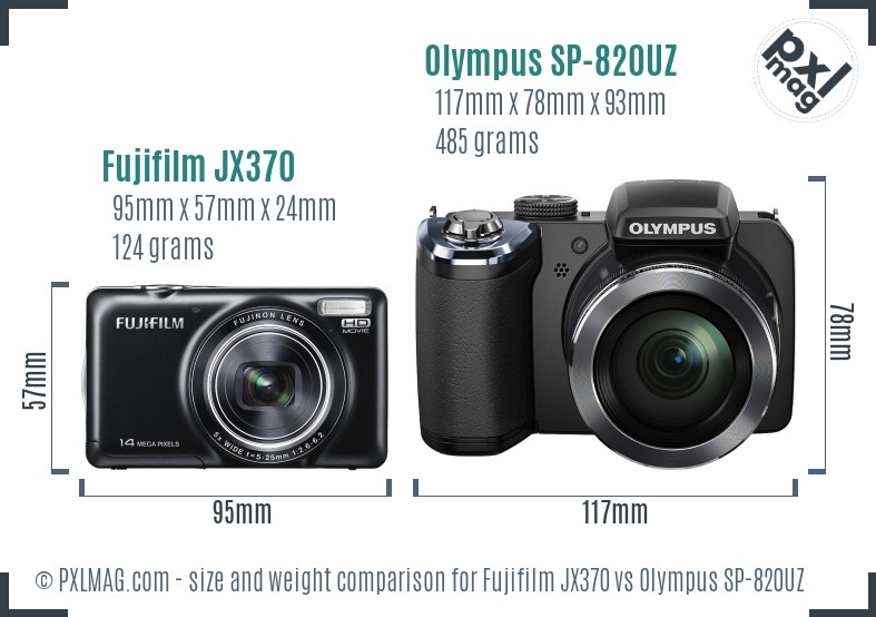 Fujifilm JX370 vs Olympus SP-820UZ size comparison Fujifilm JX370 vs Olympus SP-820UZ size comparison