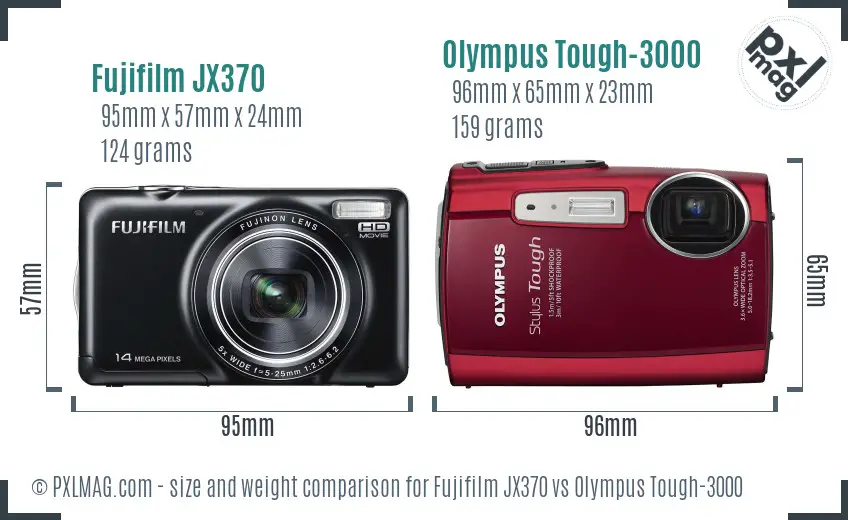 Fujifilm JX370 vs Olympus Tough-3000 size comparison
