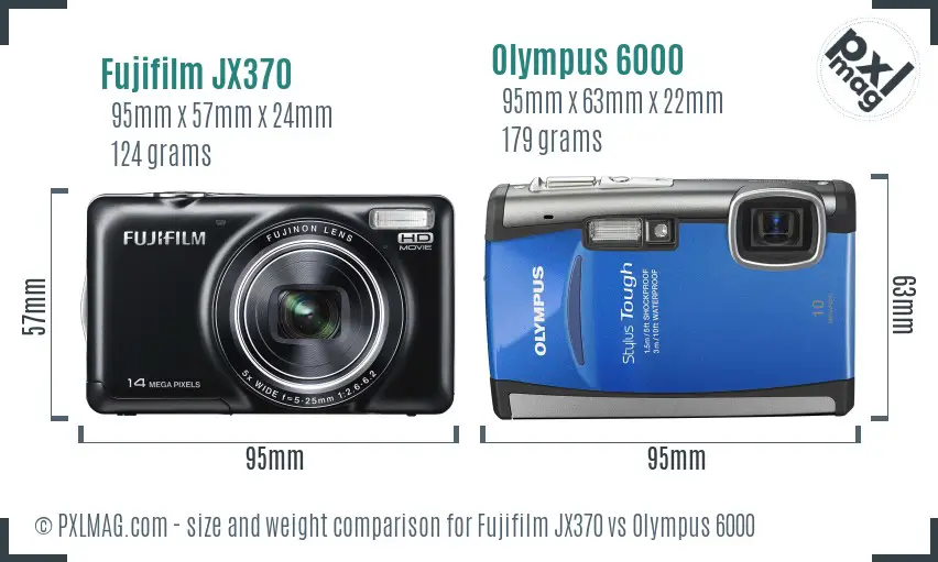 Size comparison between Fujifilm JX370 and Olympus Stylus Tough 6000