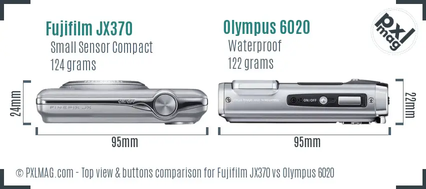 Fujifilm JX370 vs Olympus 6020 top view buttons comparison