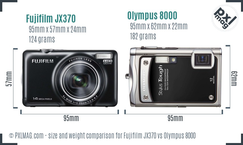 Fujifilm JX370 vs Olympus 8000 size comparison