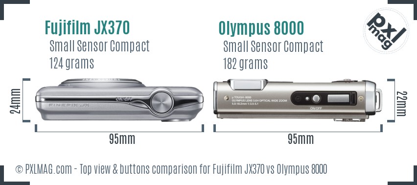 Fujifilm JX370 vs Olympus 8000 top view buttons comparison