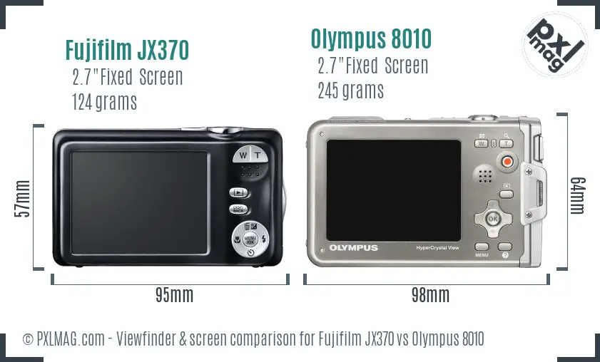 Fujifilm JX370 vs Olympus 8010 Screen and Viewfinder comparison