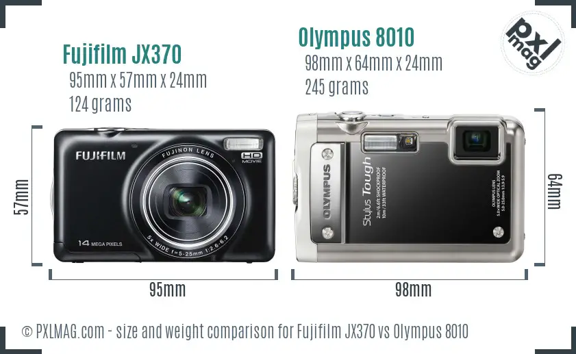 Fujifilm JX370 vs Olympus 8010 size comparison