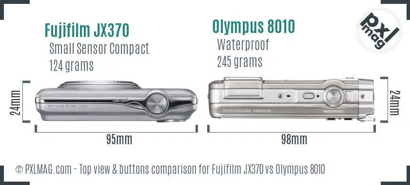 Fujifilm JX370 vs Olympus 8010 top view buttons comparison