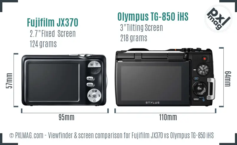 Fujifilm JX370 vs Olympus TG-850 iHS Screen and Viewfinder comparison