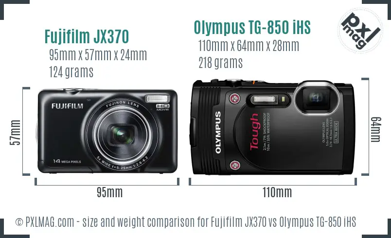 Fujifilm JX370 vs Olympus TG-850 iHS size comparison