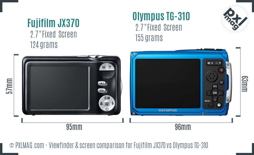 Fujifilm JX370 vs Olympus TG-310 Screen and Viewfinder comparison