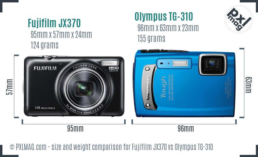 Fujifilm JX370 vs Olympus TG-310 size comparison