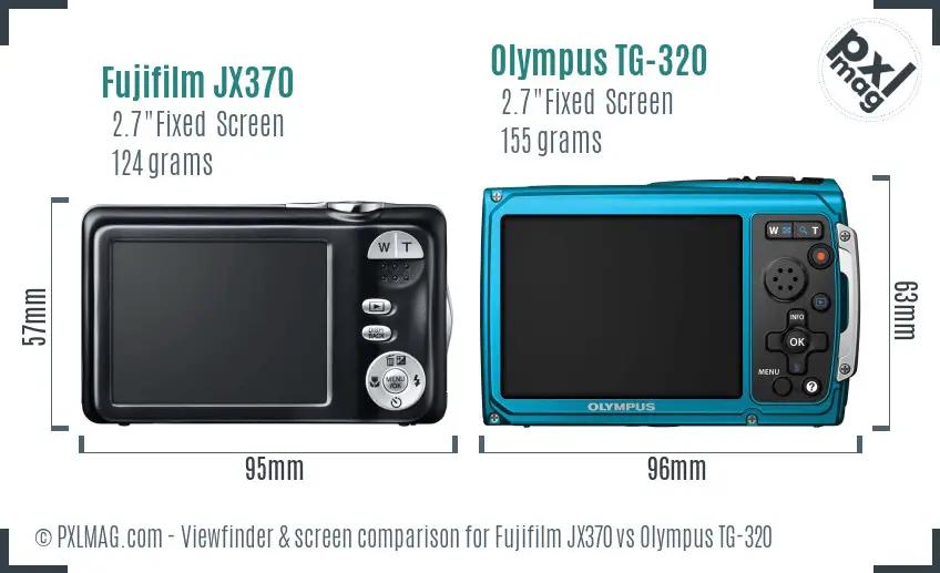 Fujifilm JX370 vs Olympus TG-320 Screen and Viewfinder comparison