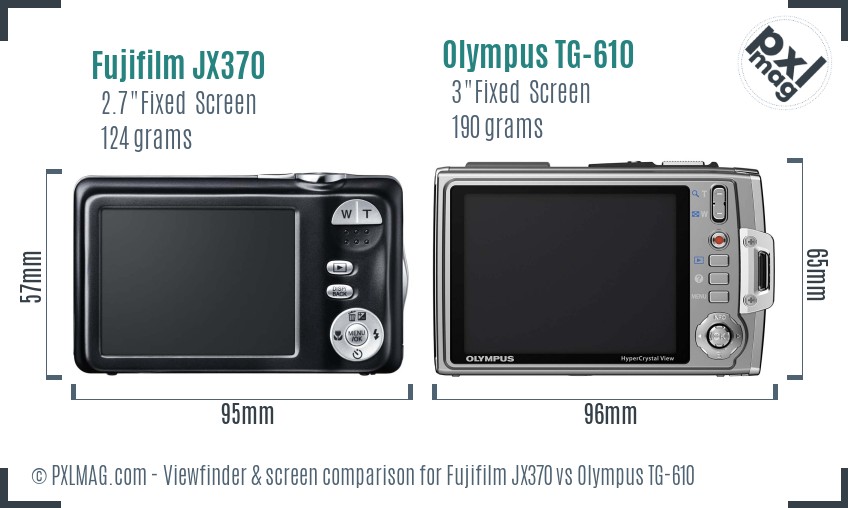 Fujifilm JX370 vs Olympus TG-610 Screen and Viewfinder comparison
