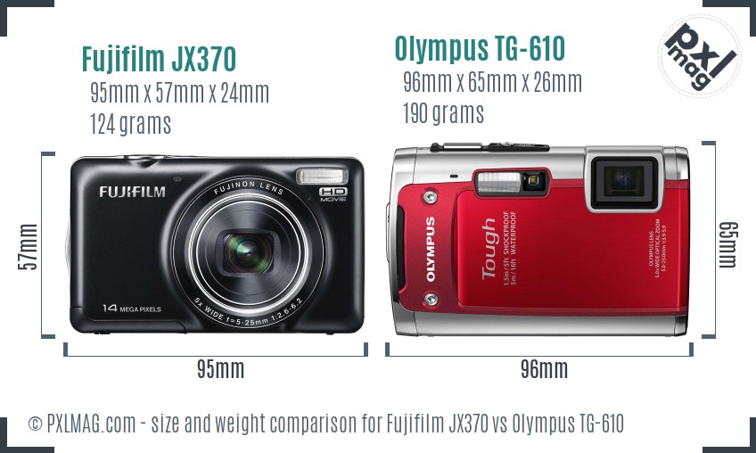 Fujifilm JX370 vs Olympus TG-610 size comparison