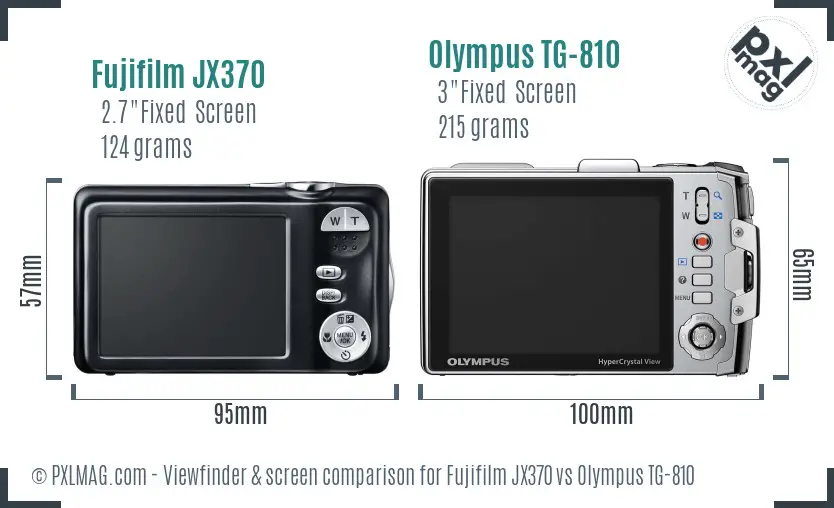 Fujifilm JX370 vs Olympus TG-810 Screen and Viewfinder comparison