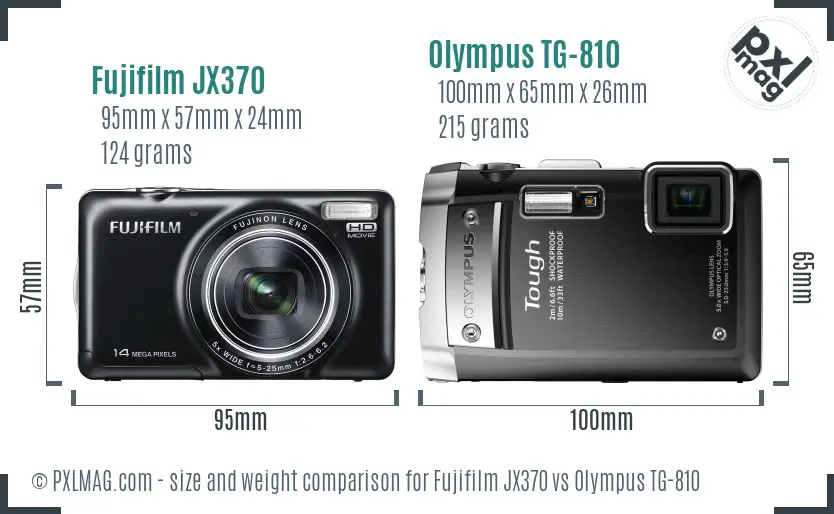 Fujifilm JX370 vs Olympus TG-810 size comparison