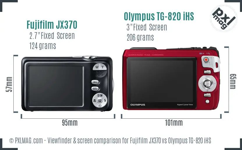 Fujifilm JX370 vs Olympus TG-820 iHS Screen and Viewfinder comparison