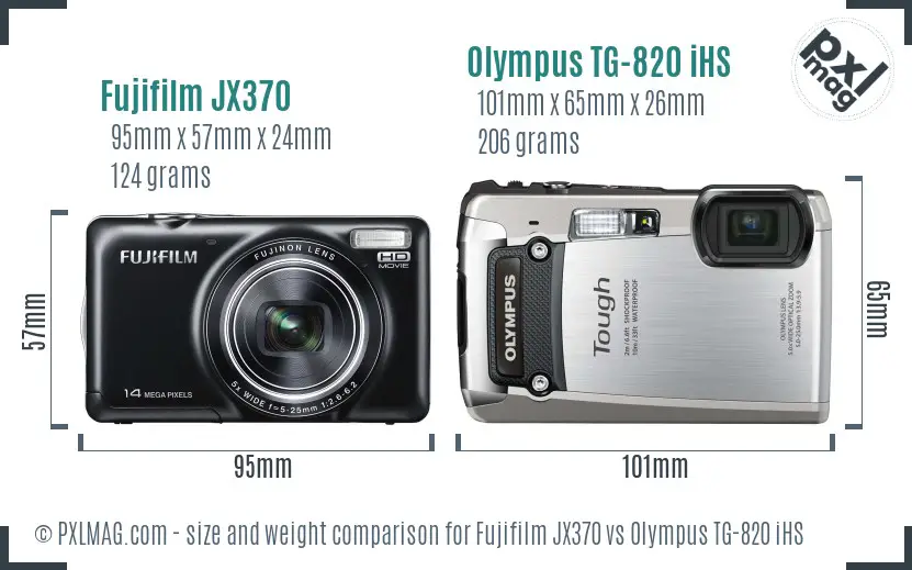 Fujifilm JX370 vs Olympus TG-820 iHS size comparison
