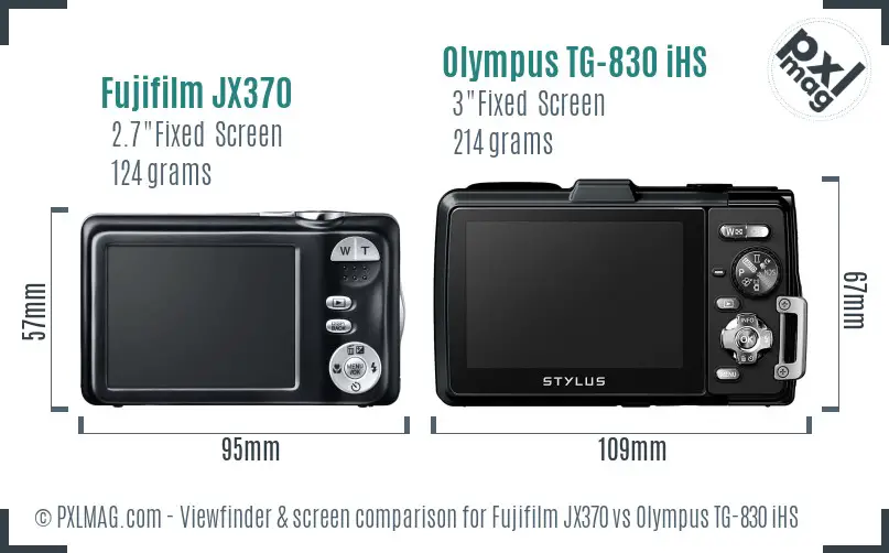 Fujifilm JX370 vs Olympus TG-830 iHS Screen and Viewfinder comparison