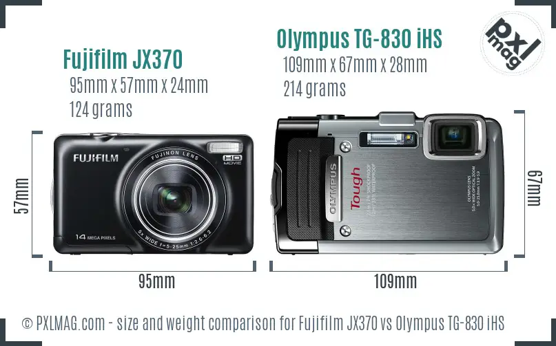 Fujifilm JX370 vs Olympus TG-830 iHS size comparison