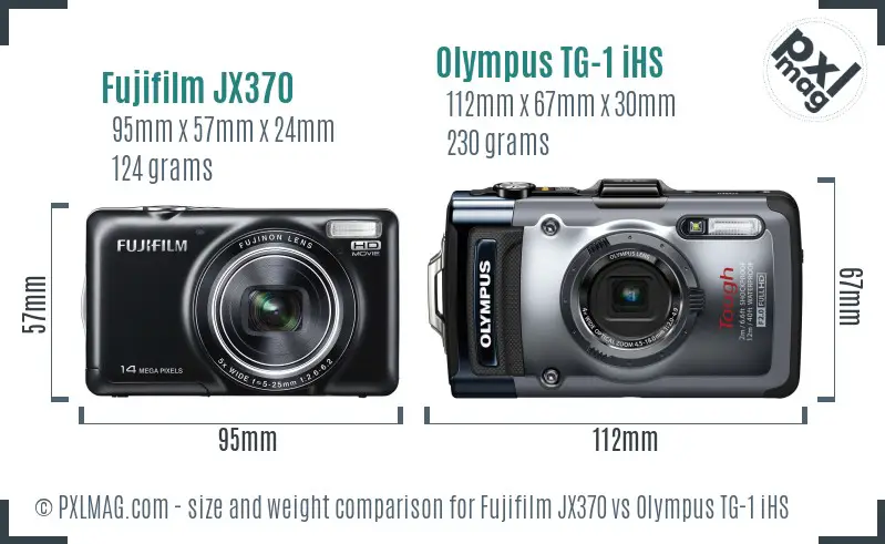 Fujifilm JX370 vs Olympus TG-1 iHS size comparison