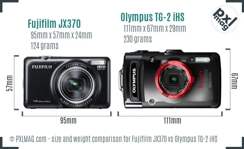 Fujifilm JX370 vs Olympus TG-2 iHS size comparison Fujifilm JX370 vs Olympus TG-2 iHS size comparison
