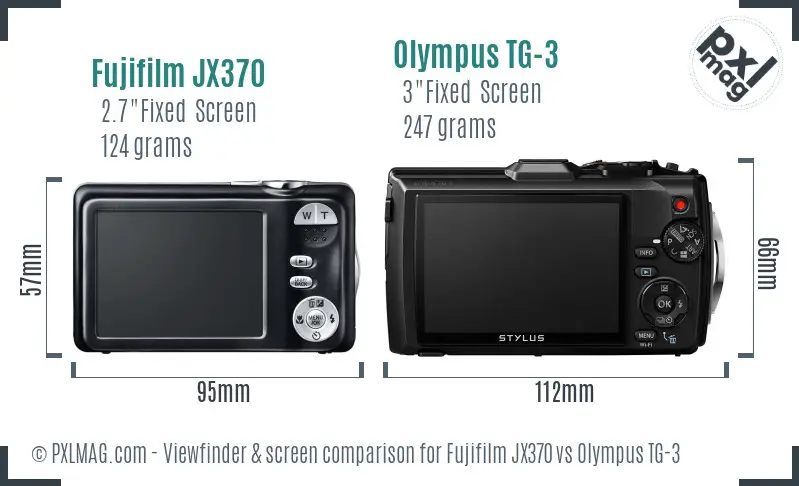 Fujifilm JX370 vs Olympus TG-3 Screen and Viewfinder comparison