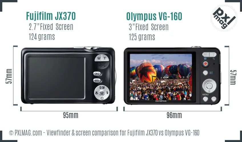 Fujifilm JX370 vs Olympus VG-160 Screen and Viewfinder comparison