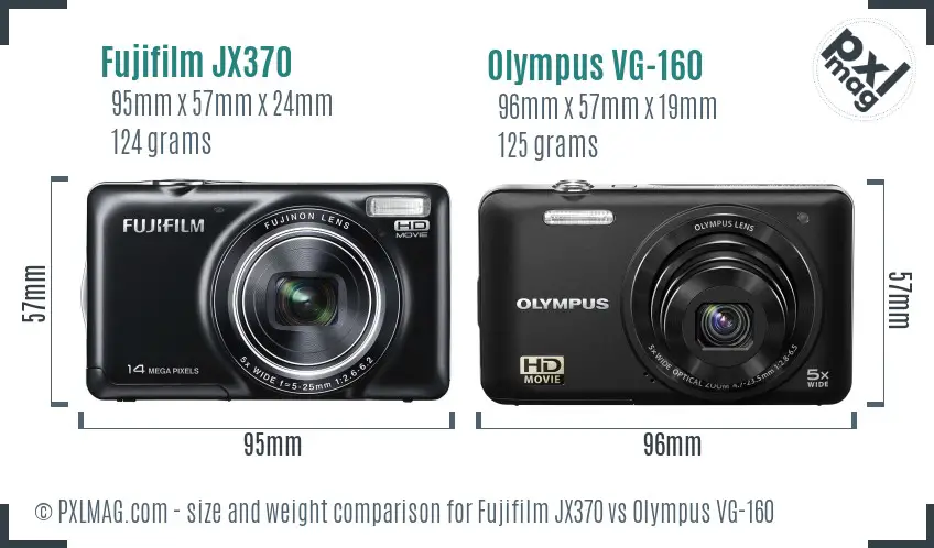 Fujifilm JX370 vs Olympus VG-160 size comparison