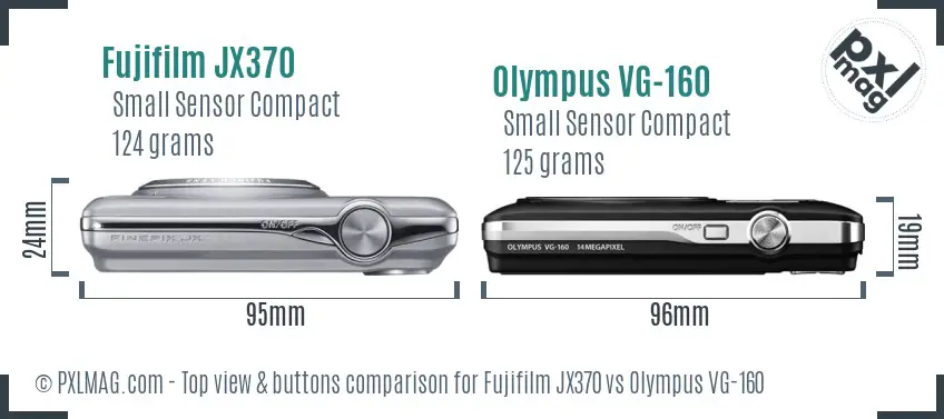 Fujifilm JX370 vs Olympus VG-160 top view buttons comparison