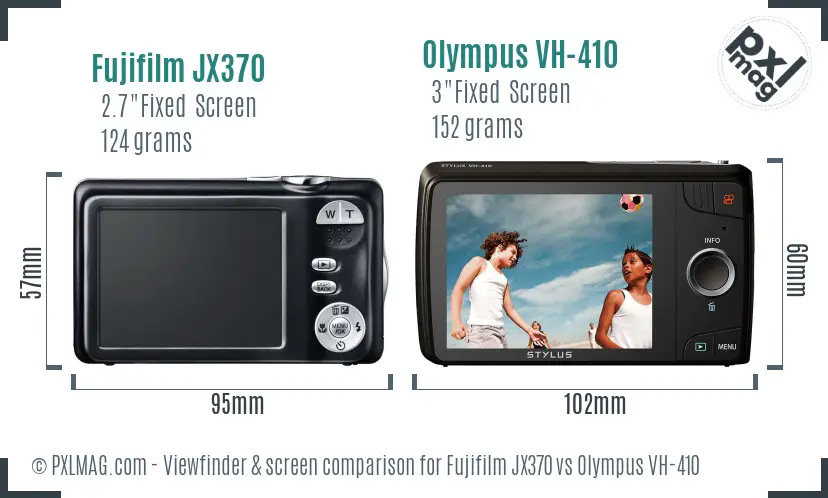 Fujifilm JX370 vs Olympus VH-410 Screen and Viewfinder comparison