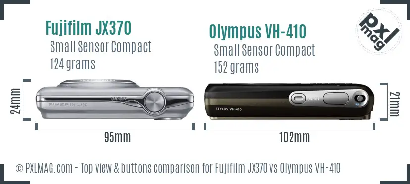 Fujifilm JX370 vs Olympus VH-410 top view buttons comparison