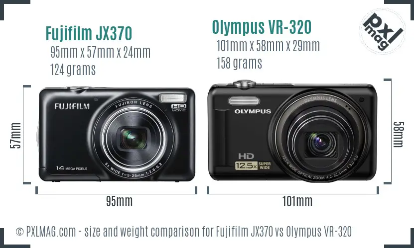 Fujifilm JX370 vs Olympus VR-320 size comparison