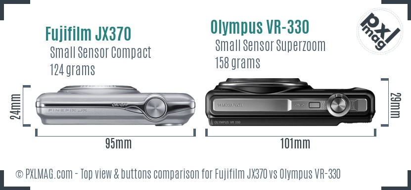 Fujifilm JX370 vs Olympus VR-330 top view buttons comparison