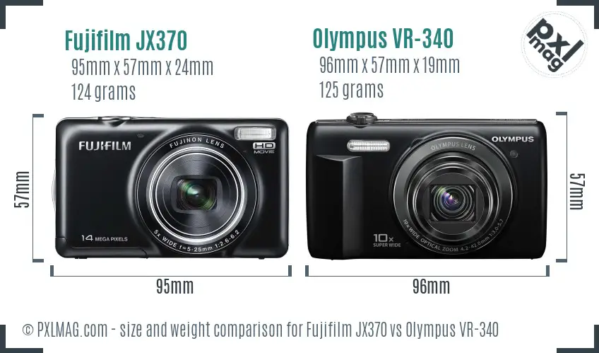Fujifilm JX370 vs Olympus VR-340 size comparison