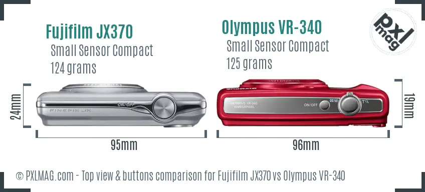 Fujifilm JX370 vs Olympus VR-340 top view buttons comparison