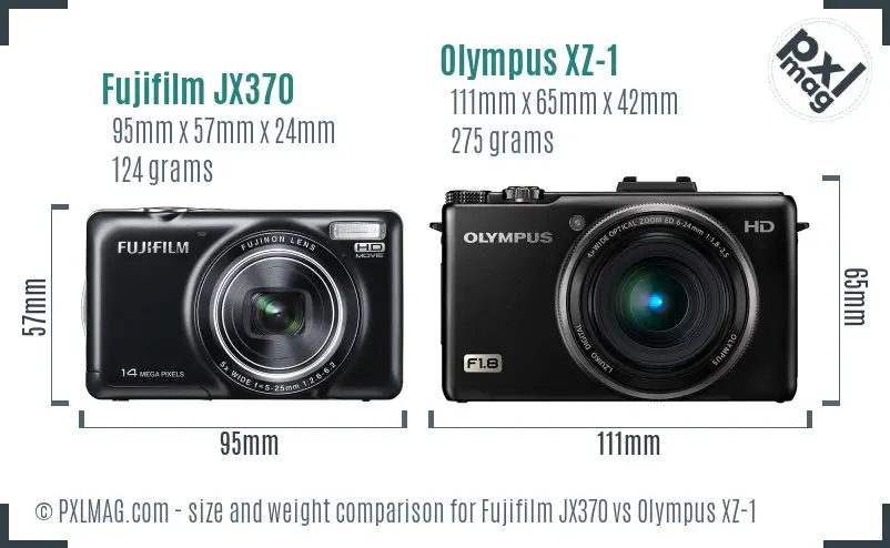 Fujifilm JX370 vs Olympus XZ-1 size comparison