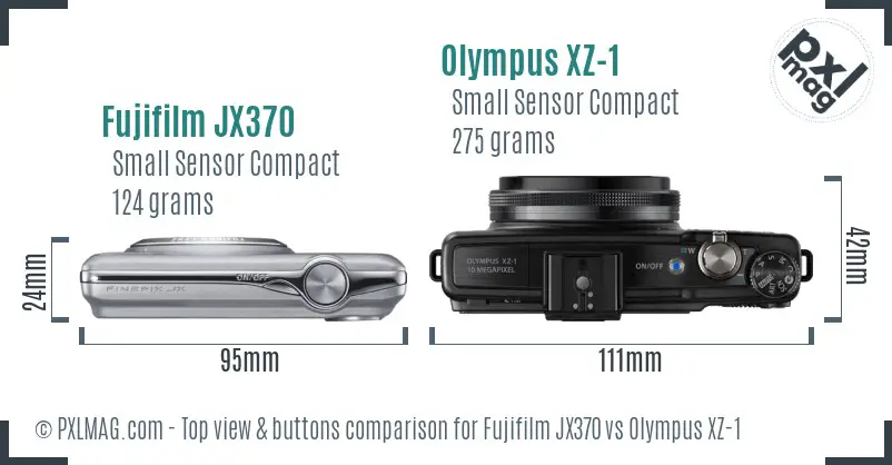 Fujifilm JX370 vs Olympus XZ-1 top view buttons comparison