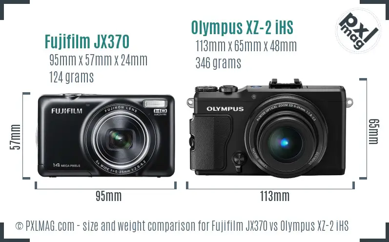 Fujifilm JX370 vs Olympus XZ-2 iHS size comparison