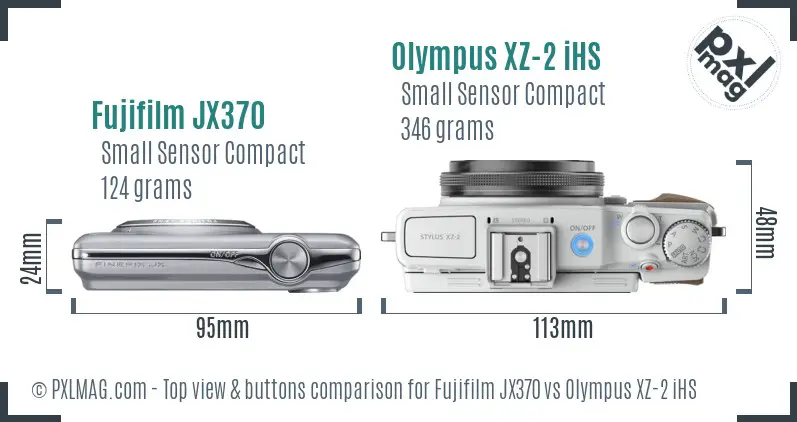 Fujifilm JX370 vs Olympus XZ-2 iHS top view buttons comparison