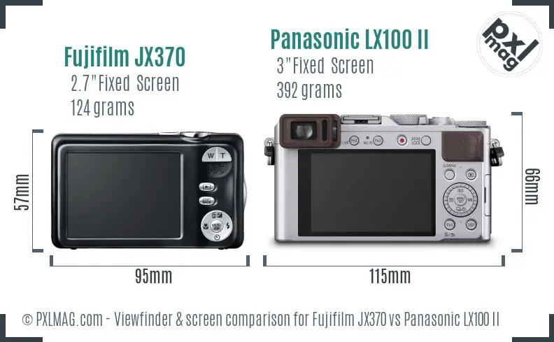 Fujifilm JX370 vs Panasonic LX100 II Screen and Viewfinder comparison