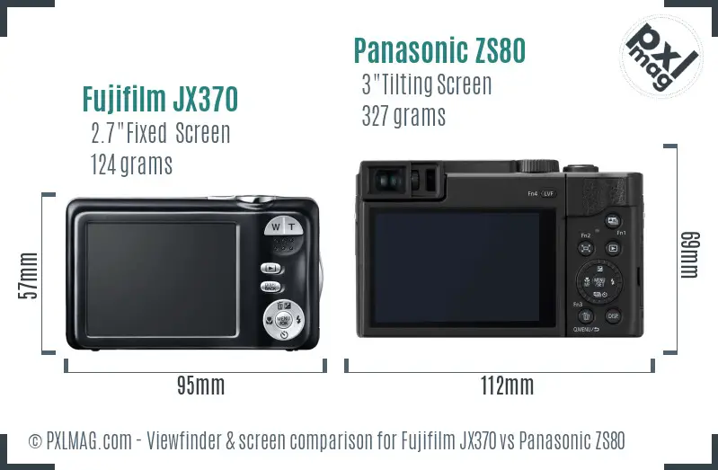 Fujifilm JX370 vs Panasonic ZS80 Screen and Viewfinder comparison