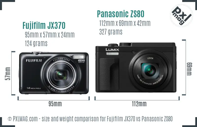 Fujifilm JX370 vs Panasonic ZS80 size comparison