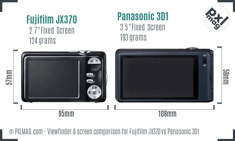 Fujifilm JX370 vs Panasonic 3D1 Screen and Viewfinder comparison