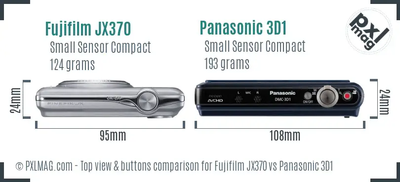 Fujifilm JX370 vs Panasonic 3D1 top view buttons comparison