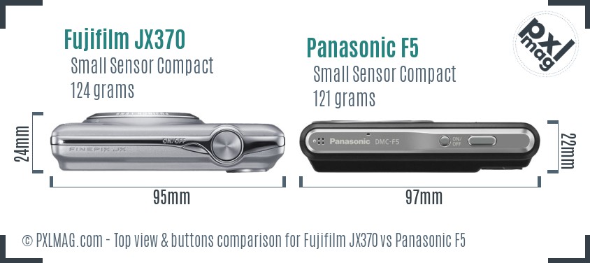 Fujifilm JX370 vs Panasonic F5 top view buttons comparison