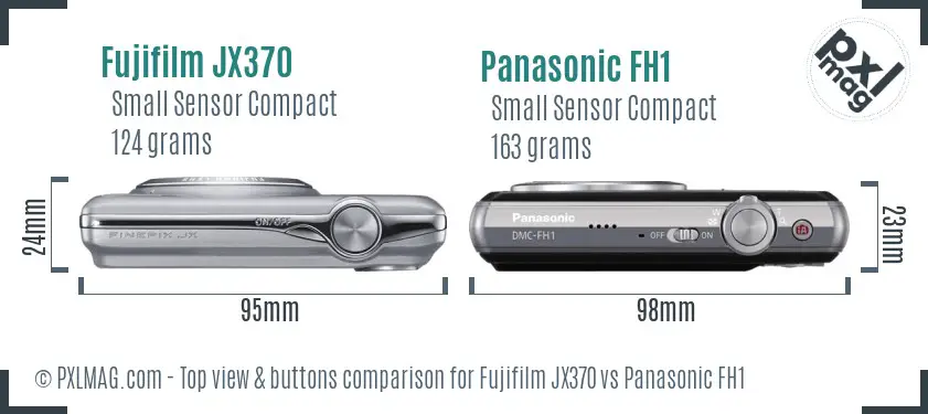 Fujifilm JX370 vs Panasonic FH1 top view buttons comparison